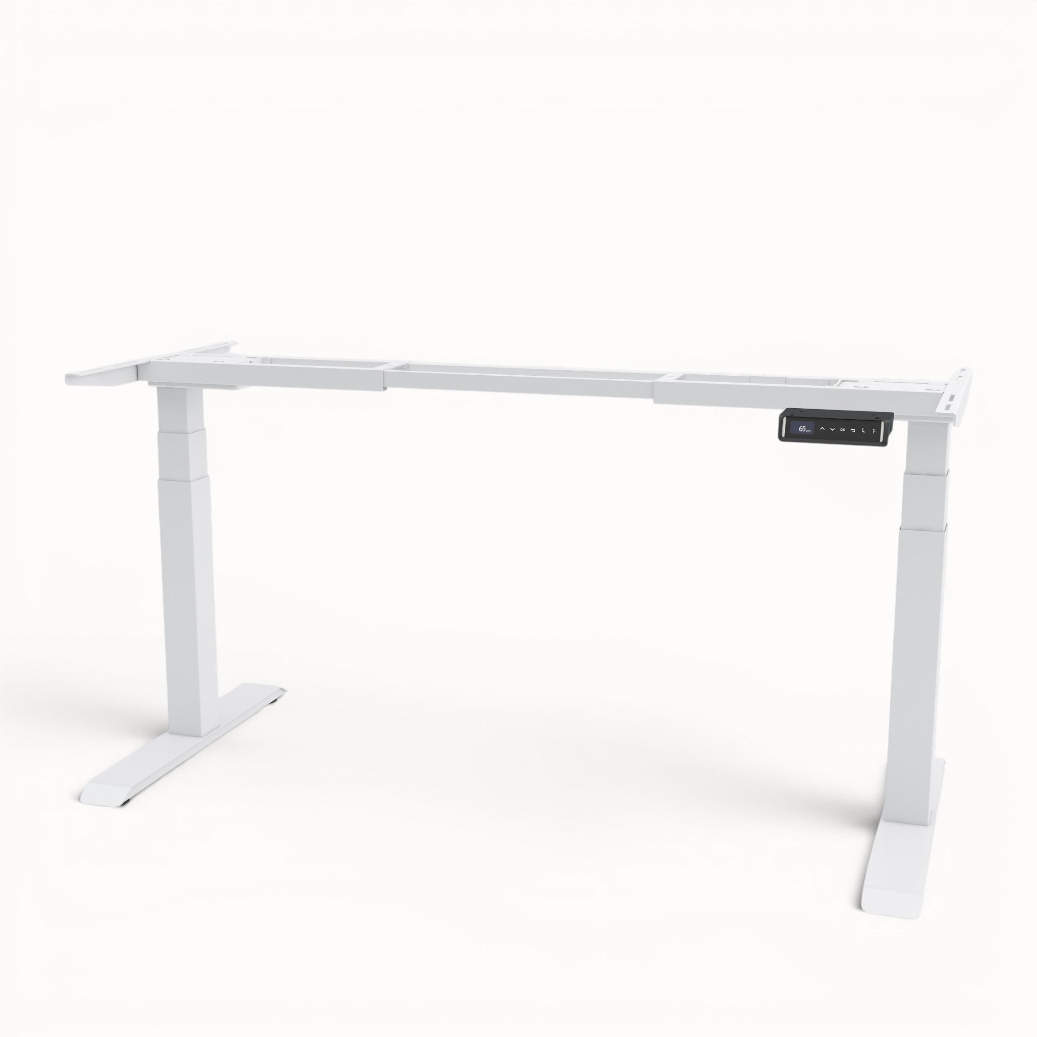 White adjustable desk on a white background